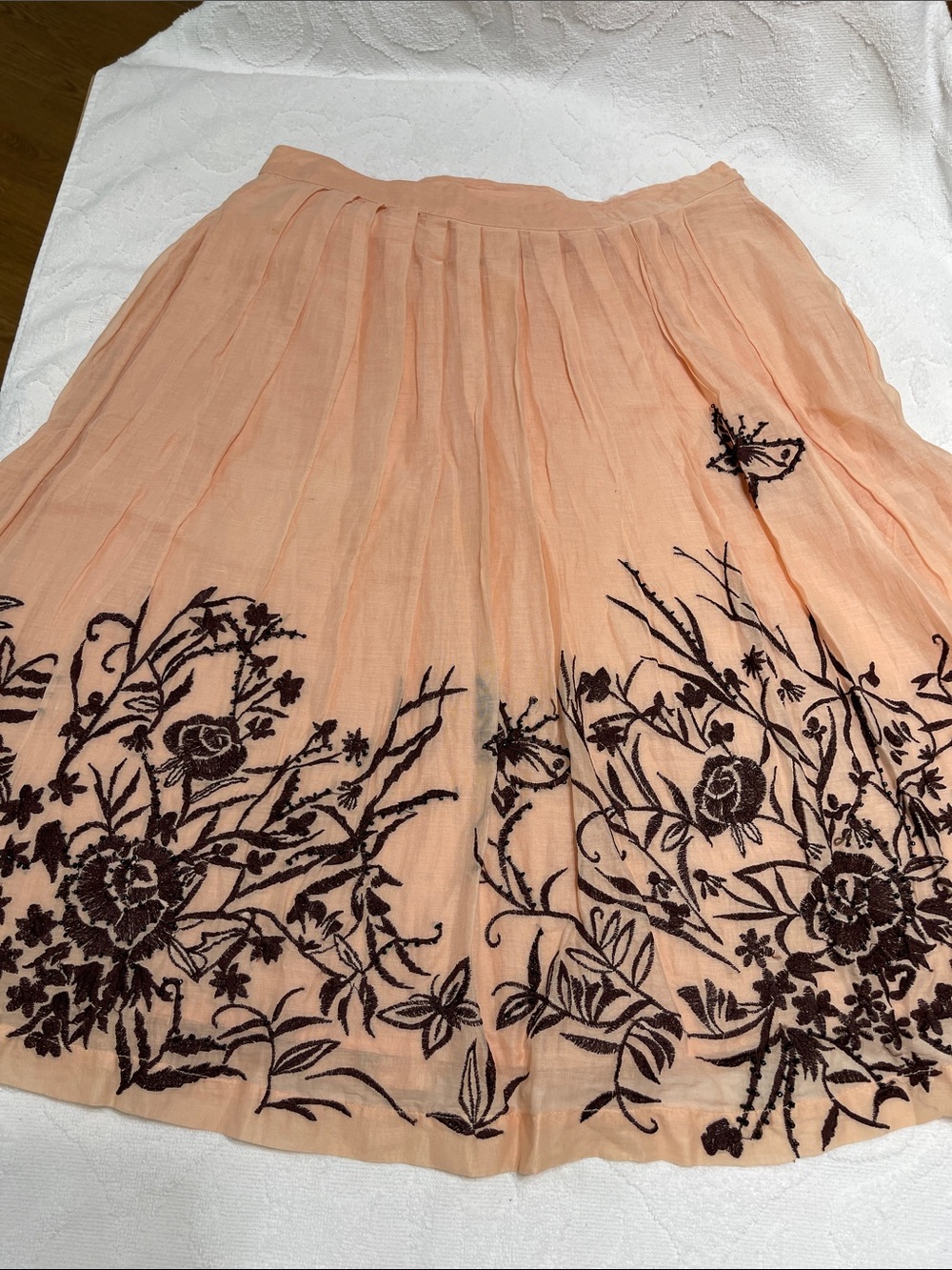 Odille Anthropologie Pleated Peach Skirt - Sz 2